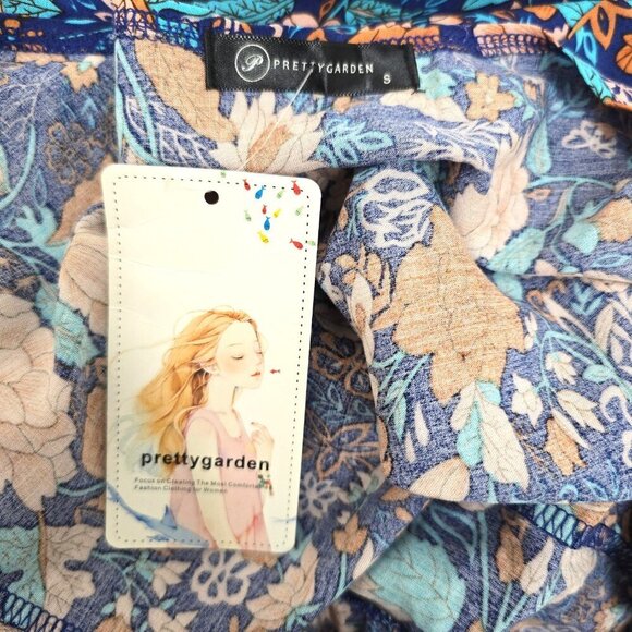 NWT PrettyGarden Blue Red Floral Wrap Boho Gypsy Maxi Dress - Picture 11 of 13